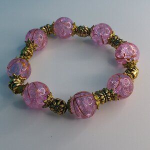 Women's Purple/ golden Clear Crystal beaded Bracelet,